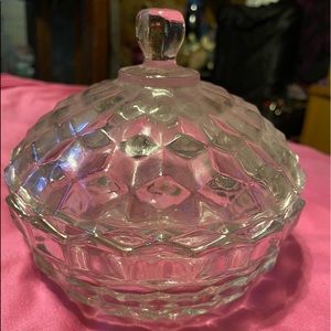 CLEAR
CANDY DISH with LID 5 1/2" × 5 1/2” Vintage